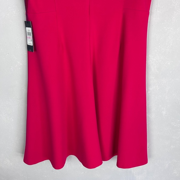 Tommy Hilfiger fit & flare dress size 10 ruffle sleeve crepe knit hot pink NEW - Picture 7 of 12